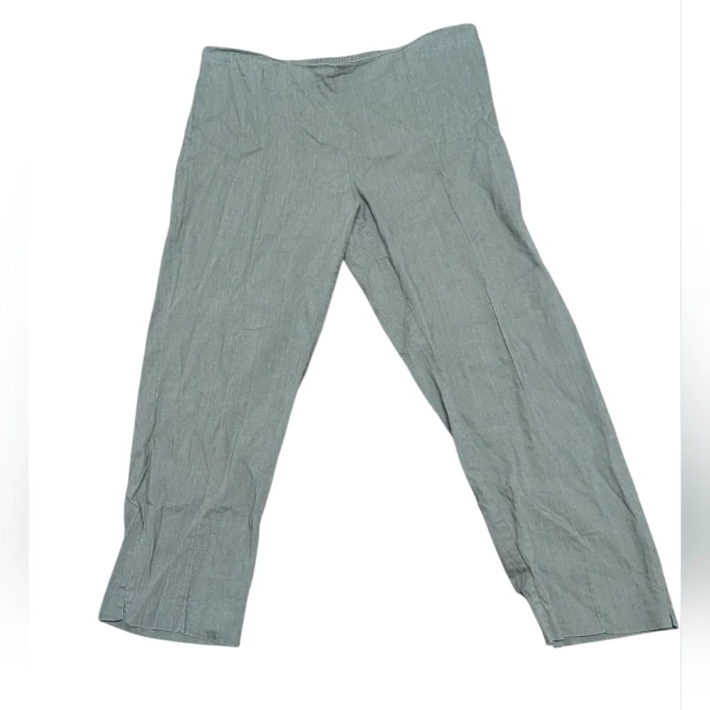 J. Jill Linen Stretch Green Casual Pants Women's Large Tall